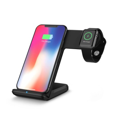 Watch Charging Stand, Ultra-thin 2 in 1 Qi Wireless Charging Pad Stand for iPhone Watch Series 1/2/3